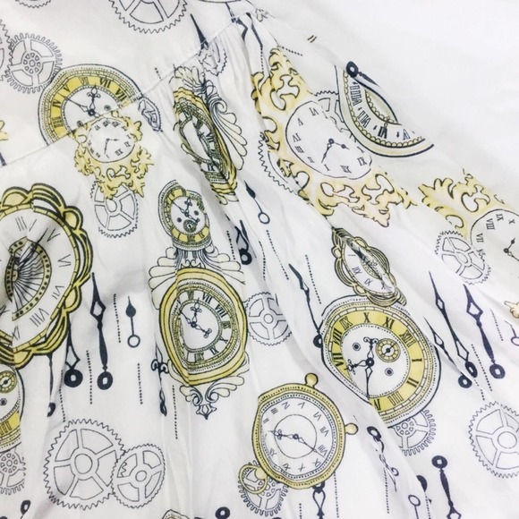 RARE ⚜️ ModCloth The Clock Strikes Fun Print Skirt - Picture 3 of 6